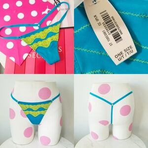 Victoria's Secret Vintage Strappy Very Sexy Neon Lace V-String Thong Panty NWT